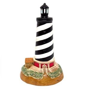 Vintage Cape Hatteras ,NC Striped Lighthouse Figurine that plays Ebb Tide GUC
